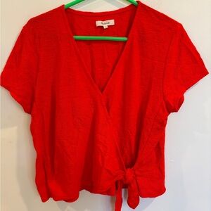 Madewell Vivid Red Wrap Blouse